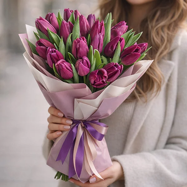 Венеция - букет из тюльпанов фиолетового цвета